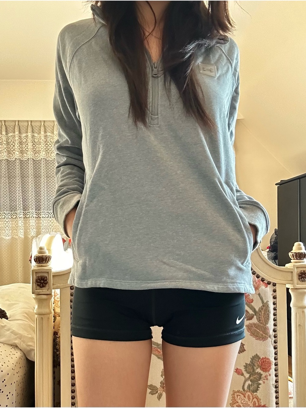 Under Armour Light Gray Half-Zip Pullover Hoodie